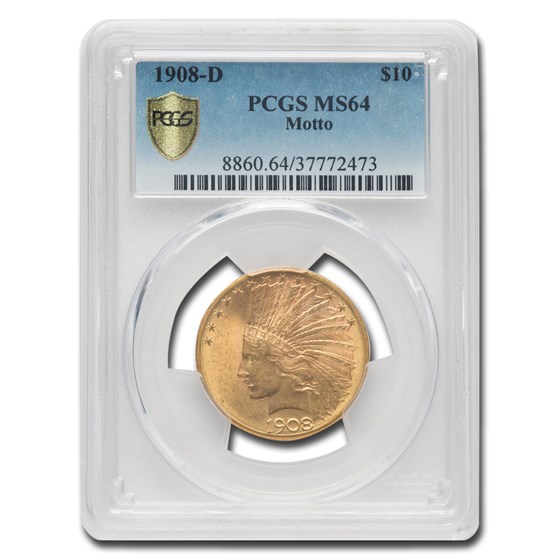 1908-D $10 Indian Gold Eagle MS-64 PCGS (w/Motto) 1908-D $10 Indian Gold Eagle MS-64 PCGS (w/Motto)